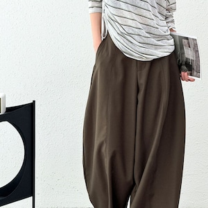 ハイウエストセンタープレスワイドレッグパンツ A00396