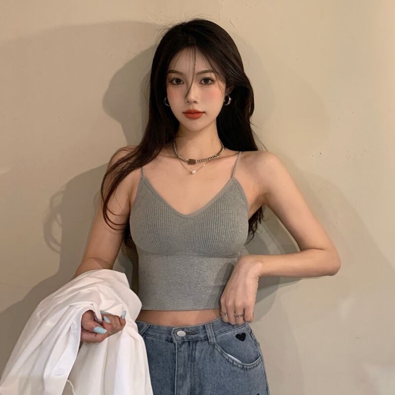 スプリングオータムスタイルバックスリムシャツ Vネックノースリーブショートトップス 春物 秋物 YY-ファッション83260128897