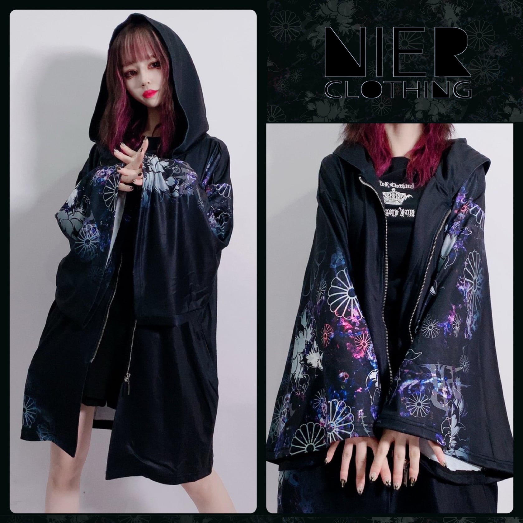 WIDE SLEEVE ZIP OUTER【和柄九尾】 | NIER CLOTHING powered by BASE