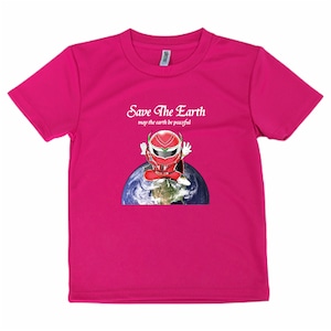 キッズ用【ネイチャーレッド】Save The EarthドライTシャツ（ホットピンク）