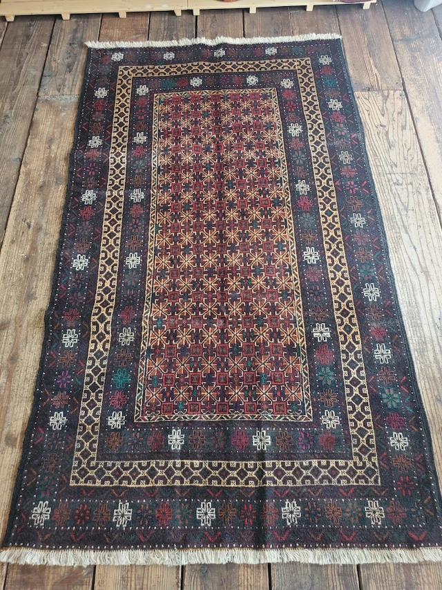 【N0.36】トライバルラグ 絨毯クエスト77【No.225】Tribal rug トライバルラグ　