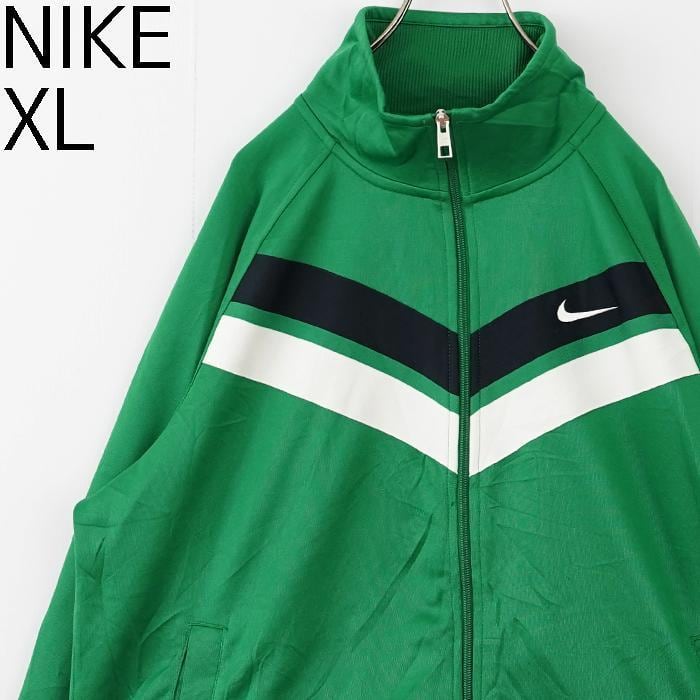 NIKE ナイキ ロゴ刺繍 トラックジャケット XL グリーン 緑 ブラック 白 ...
