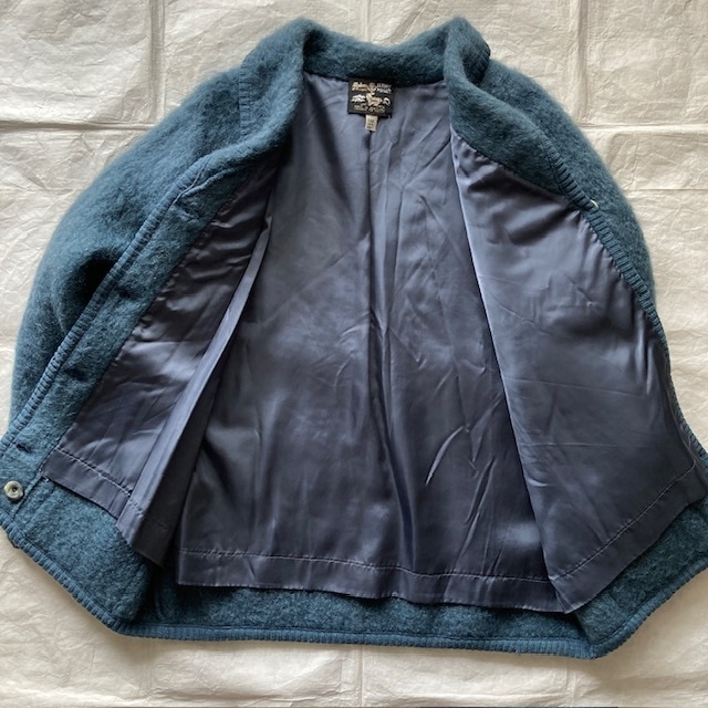 Maban of Scotland マーバン モヘアカーディガン 70s〜80s スコットランド製 裏地付き ブルー ヴィンテージ古着 M〜L 画像6