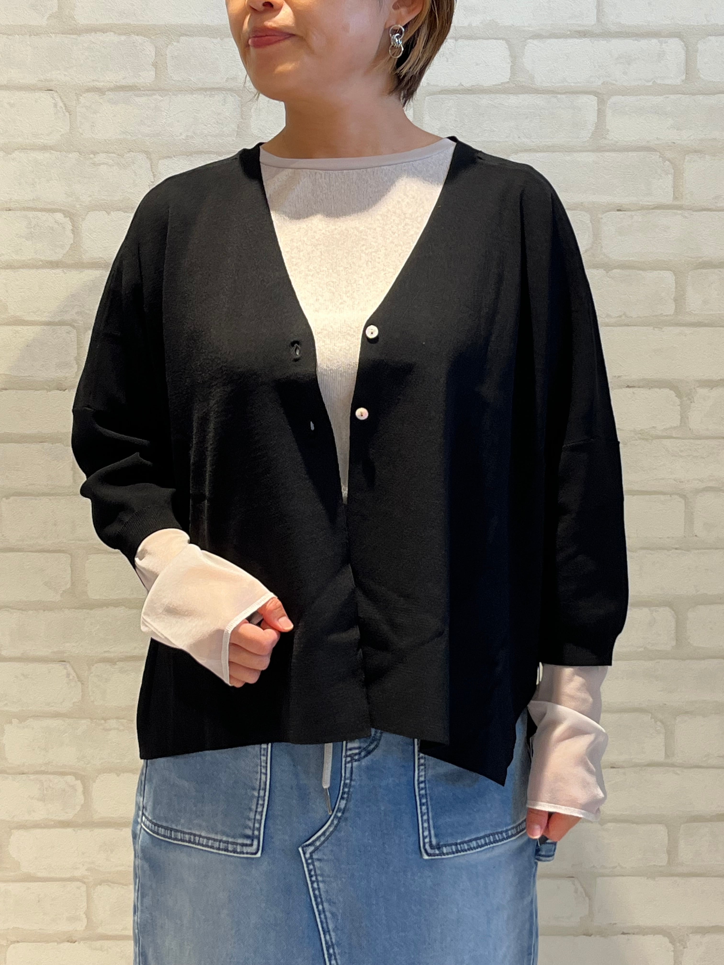 ATELIER SIX/11256318/さらっとカーディガン(ブラック)