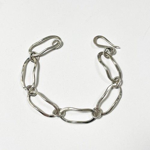 Vintage Sterling Hammered Eyes Chain Bracelet