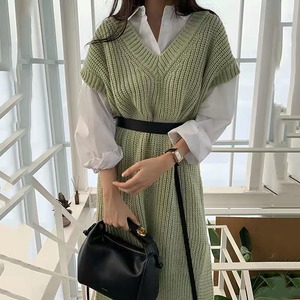 ロングニットベスト　 A0287