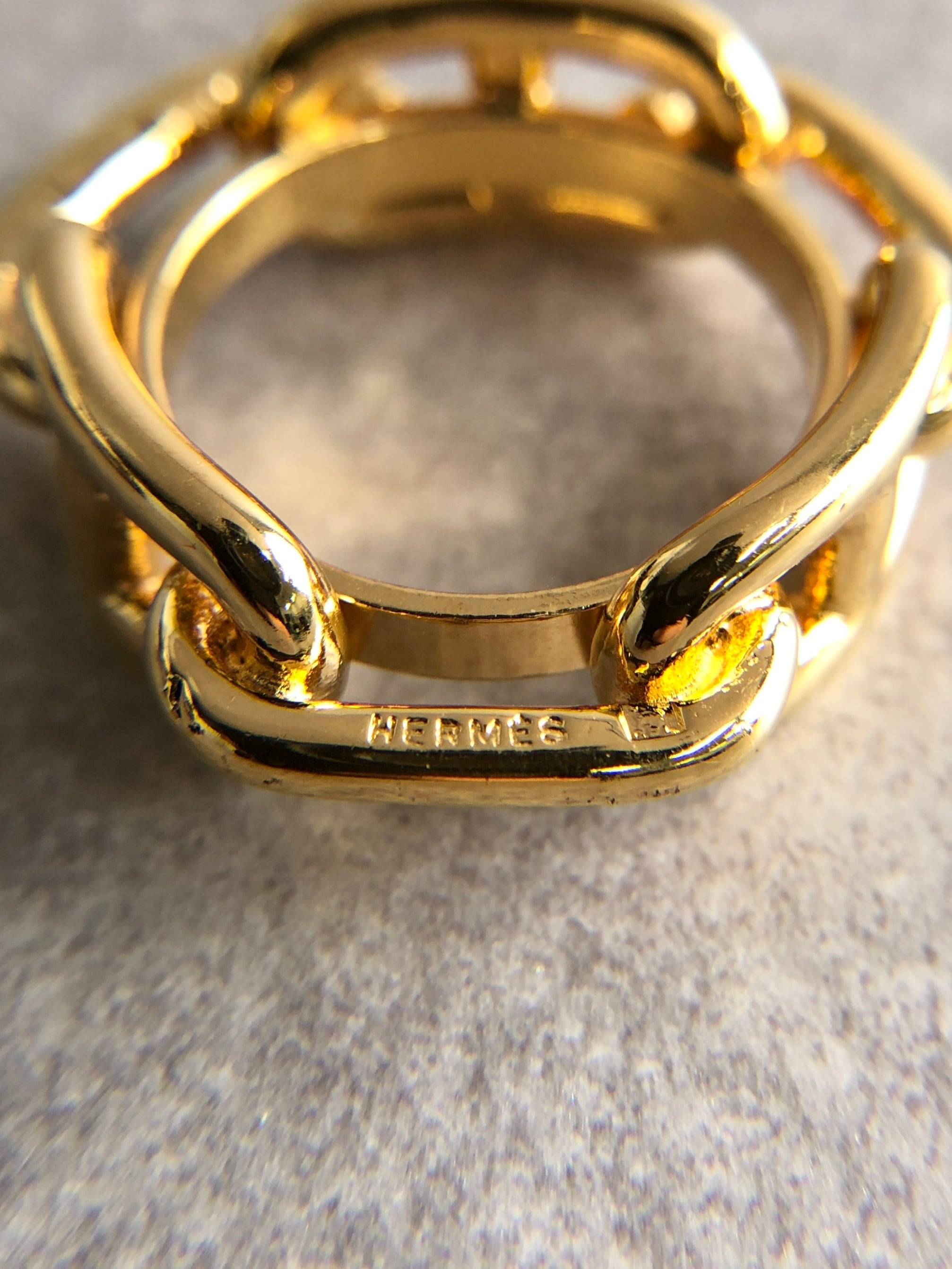 HERMES エルメス スカーフリング 21号 ゴールド シェーヌダンクル