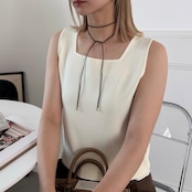 simple suede long choker/brown