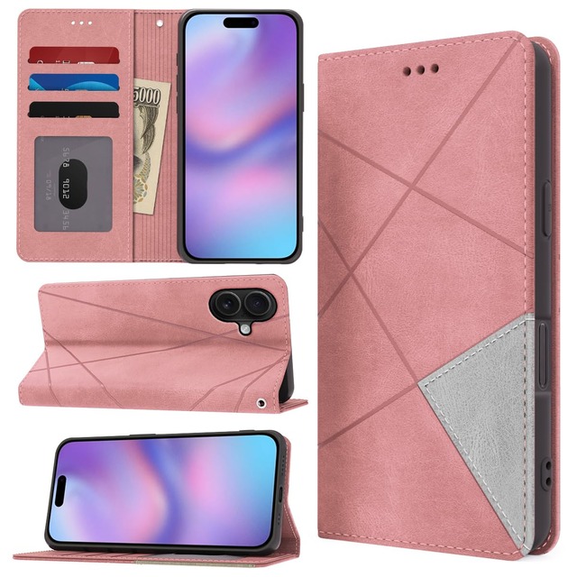 caiyunnlai iPhone 17 用 ケース 手帳型 財布型 耐衝撃 いphone 17 対応 スマホケース カード収納 横置き機能 あいふおん17 対応 携帯カバー 横置きスタンド機能付 ラップホール付き マグネット内蔵 擦り傷防止 肌感レザー 防水 耐摩擦 ファッション (ローズゴールド)