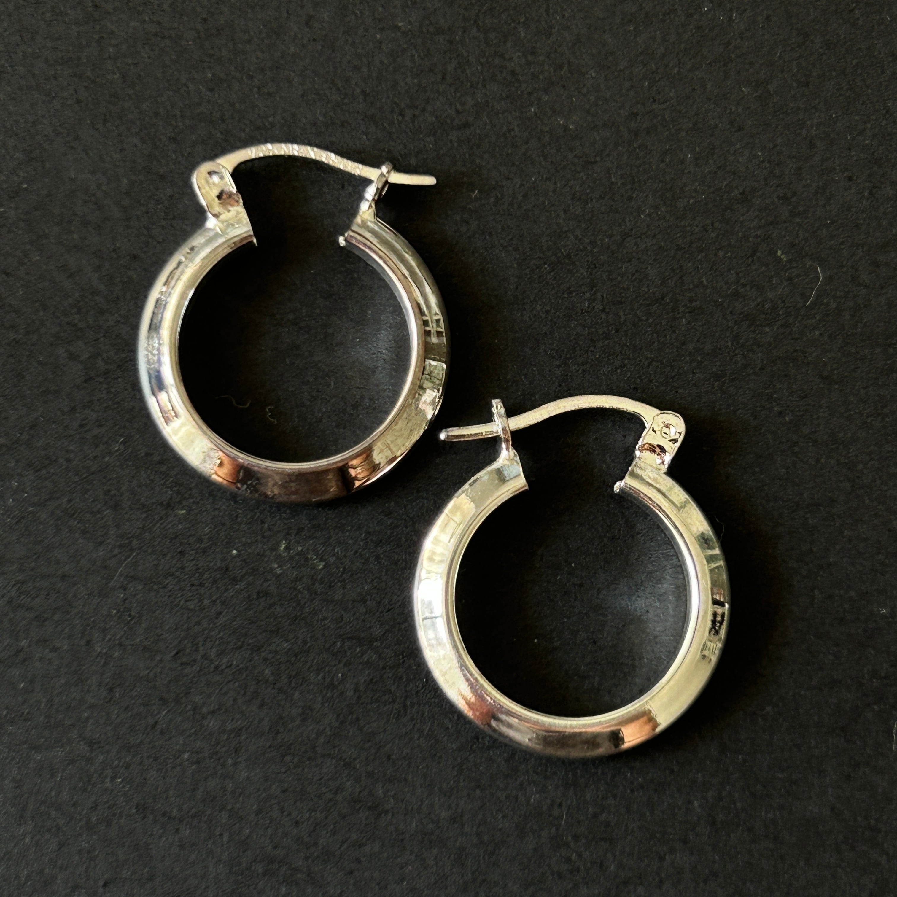 メキシコ タスコ製 Taxco シンプルフープピアス/軽研磨仕上げ/両耳