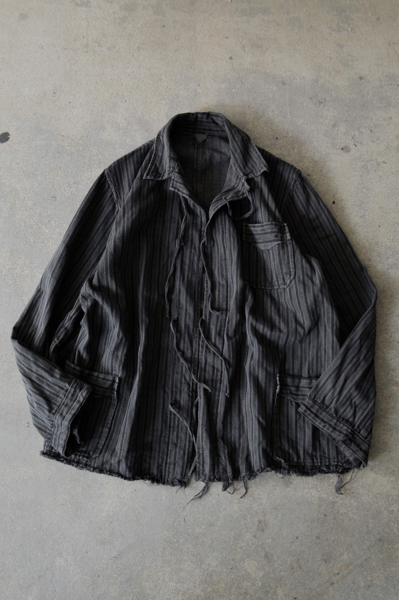 VENTITANK PROJECT Bulgarian Army 1950's-60's Dead Stock Custom Remade & Dyed Sumi Kuro Sleeping Shirt Jacket Type Black ブルガリア軍 スリーピングシャツ ジャケット 50s 黒染め