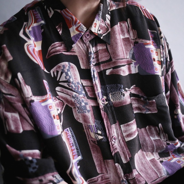 dark mysterious art pattern loose h/s shirt