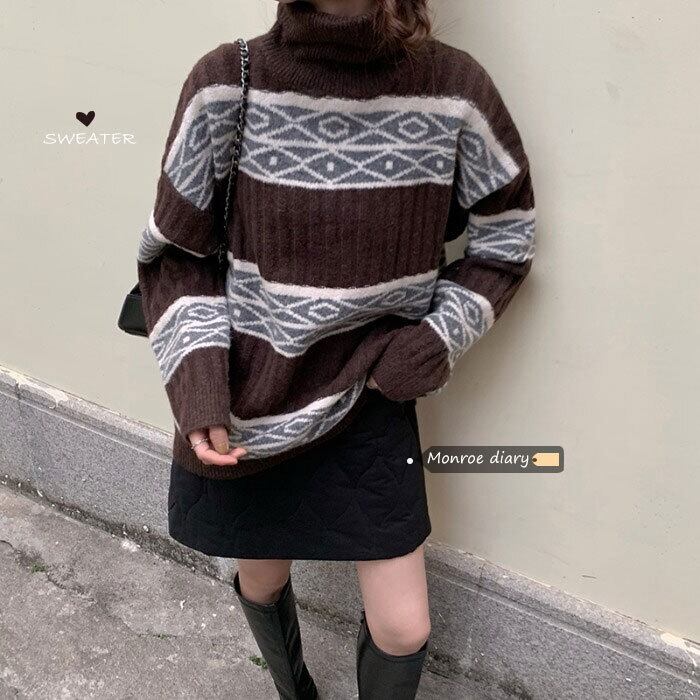 スタイルストライプセーター レディーススプリングルーズニットコート ジャケット 春物 モンロー61087974246