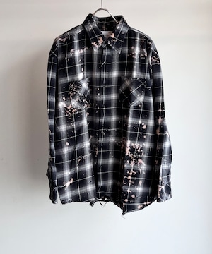 Rafu/Rafu037 Bleached&Damaged shirt (BLACK)