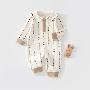 【BABY】カラーバリストライプロンパース