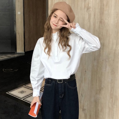 ✞ ♡レーススタンドカラーシャツブラウス白 ロング ホワイト スウィート ガーリー ✞ゴスロリ SM ミリ 甘ロリ クラロリ 和ロリ エレガント 黒ロリ 姫ロリ 華ロリ BB-BB17883833516