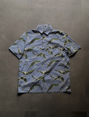 VALENTINO 半袖 総柄シャツ ボタニカル リーフ柄 イタリア製 ブルー 39