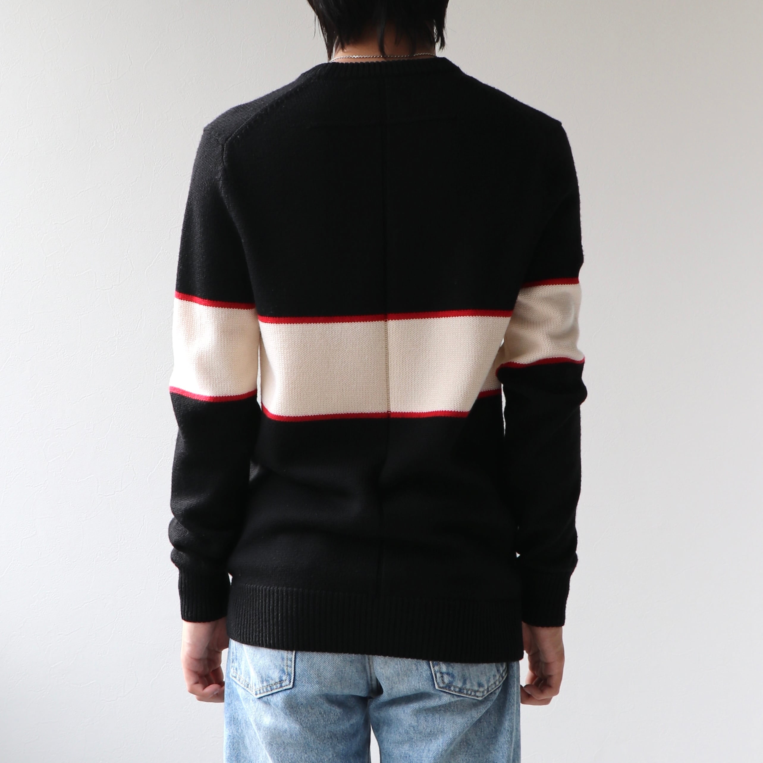 値下げしました　GIVENCHY ニットセーター L ブラック/ホワイト/レッド GIVENCHY ロゴ ニット ウール ジバンシィ | 2122TOKYO