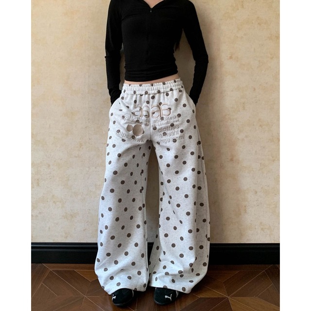 ドットロゴプリントドロストワイドスウェットパンツ 1col   R01876