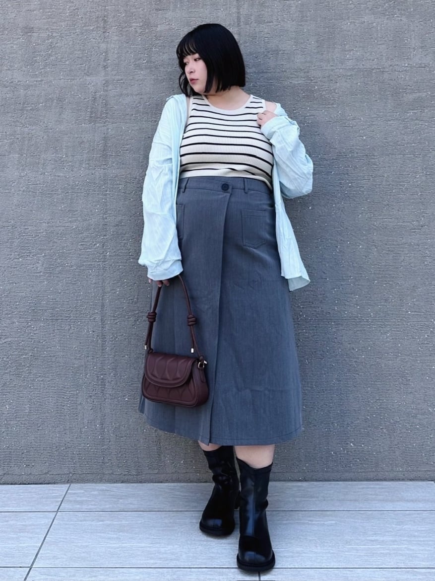 スッキリ見え美ラインAラインスカート ハイウエスト カジュアル ロング丈 体型カバー 韓国 大きいサイズ CH9403