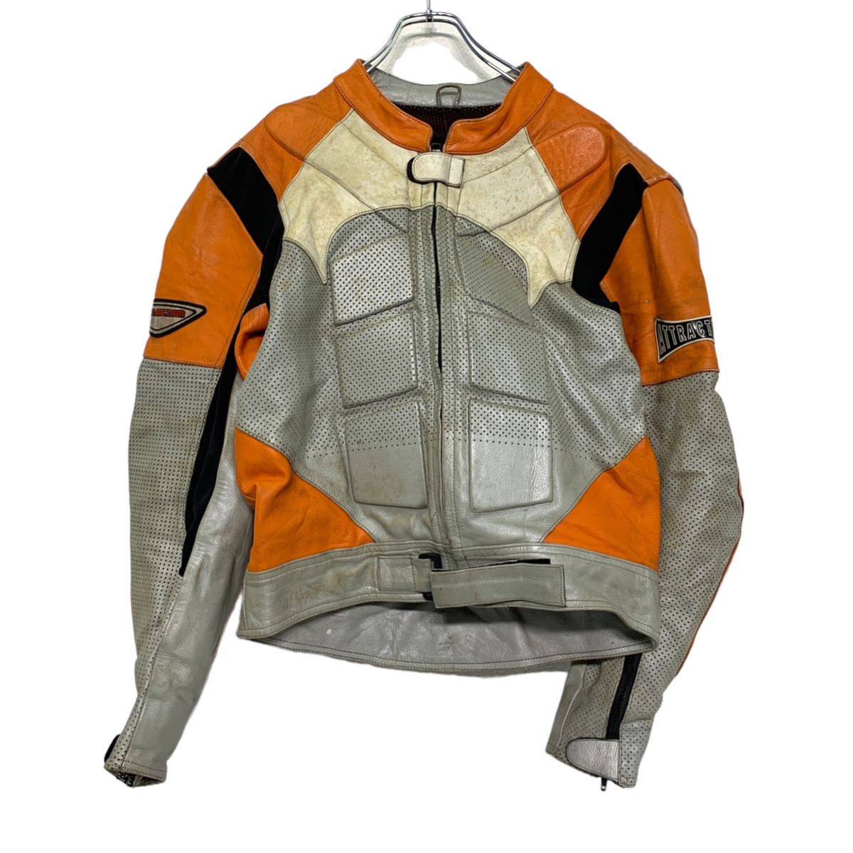 モーターサイクルジャケットM位 シルバー オレンジ バイク スポーツ