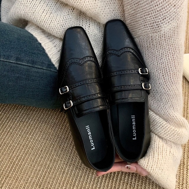 ダブルバックルスクエアトゥローファー 2col 231997