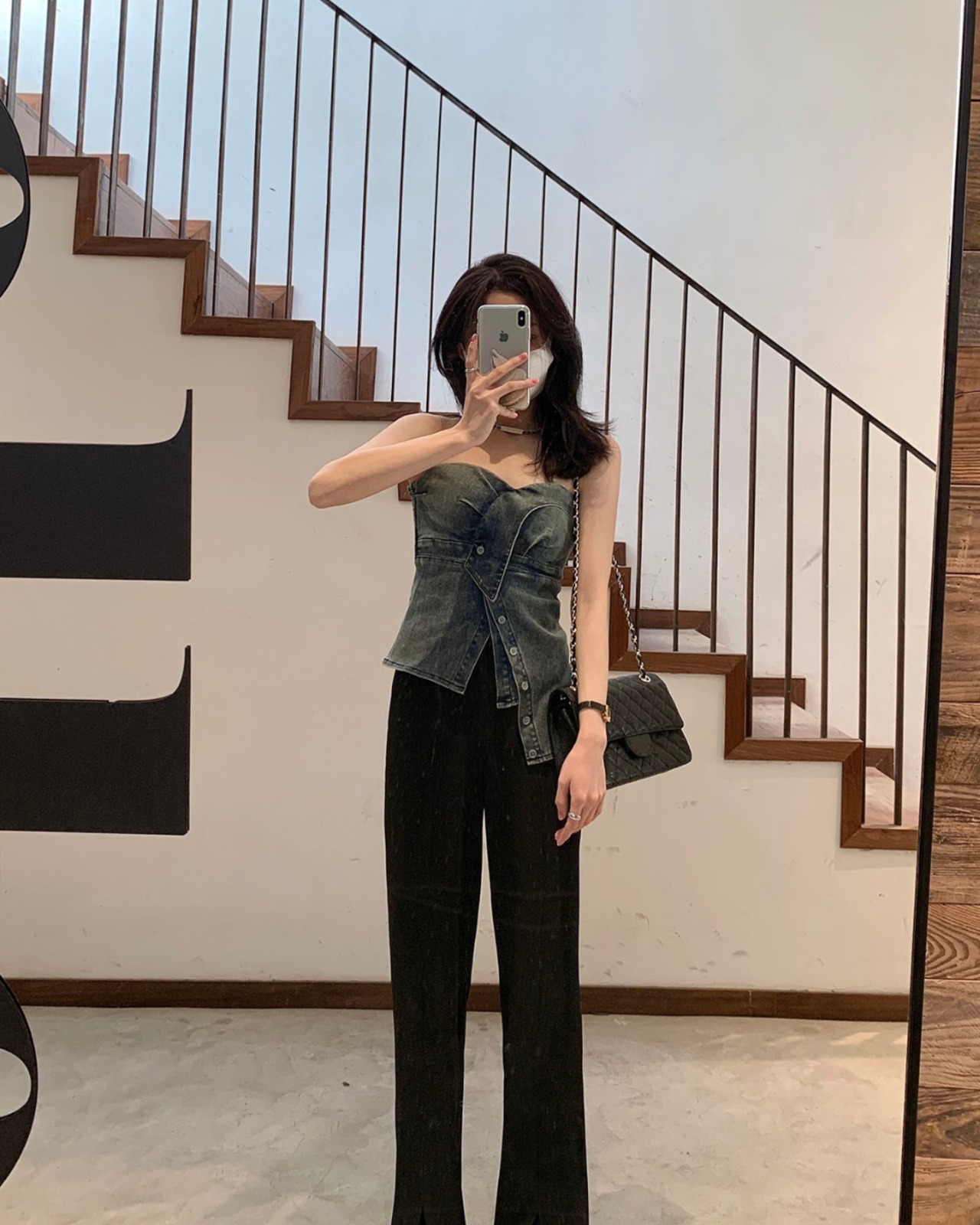 アシンメトリーデニムチューブトップ A0035 - 17