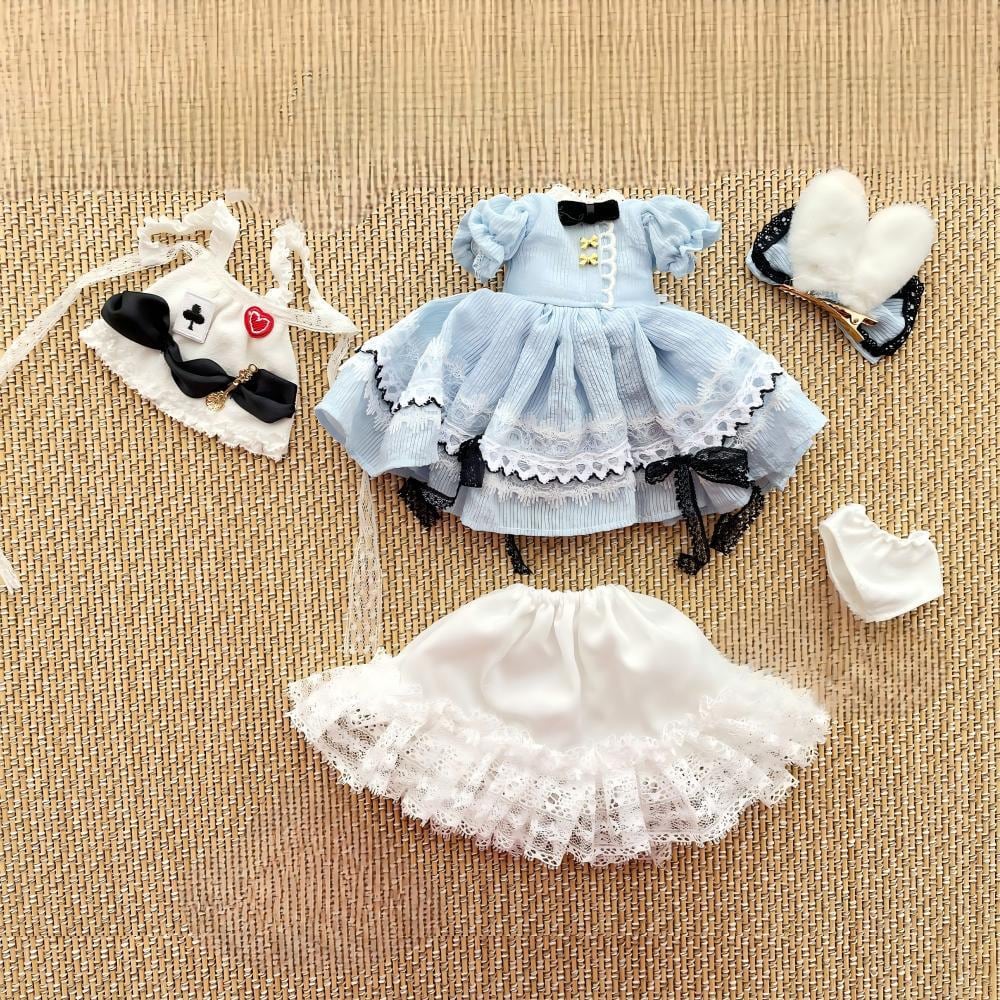 30cm/1/6ぬいぐるみ用 童話風 ワンピース+レーススカート+パンツ+