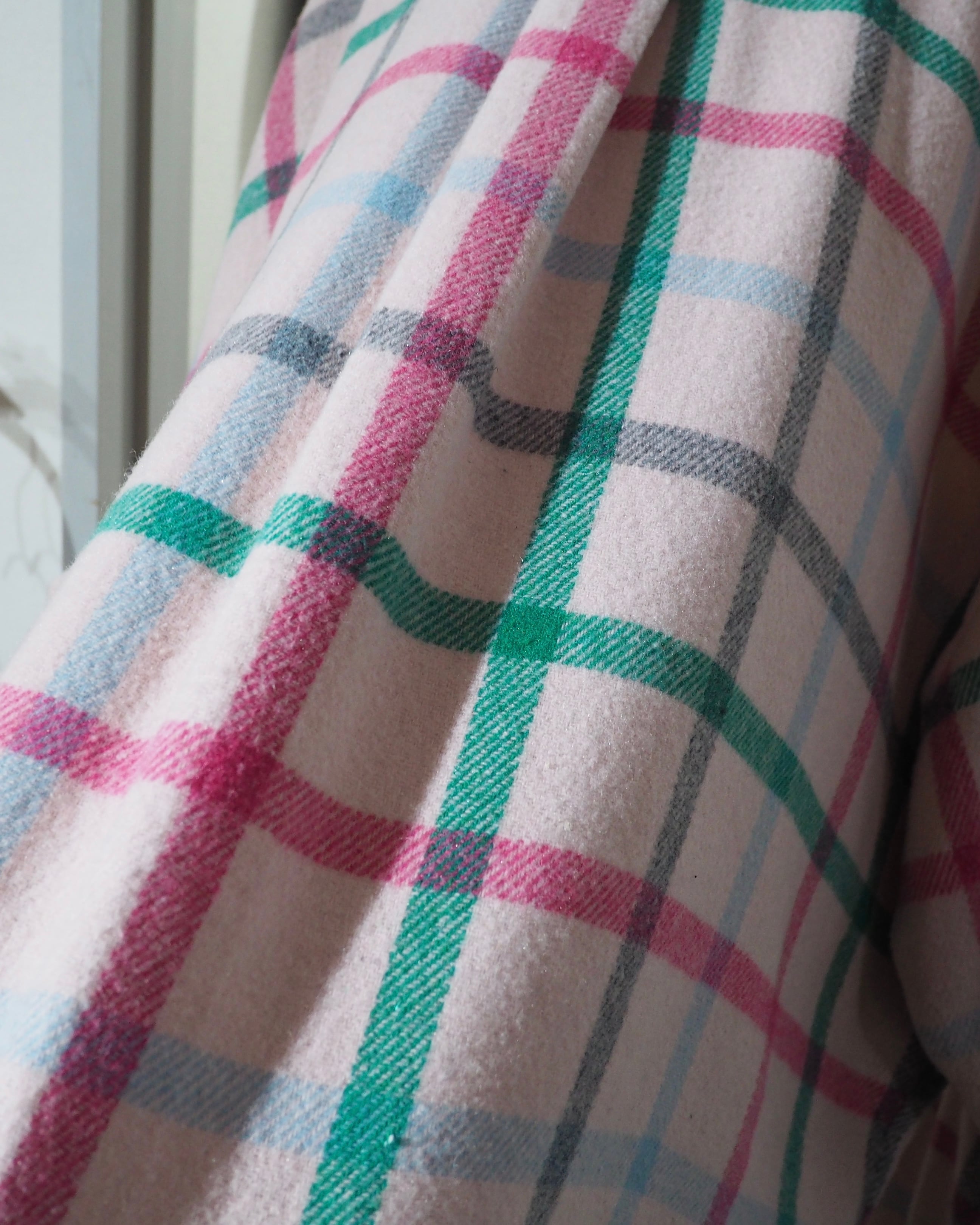 1980s " Green Mountain " Pale Pink Check Pattern Vintage Loose Flannel Shirt