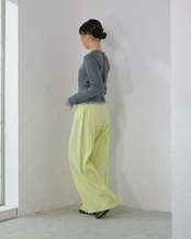 kotoha yokozawa - Azumadaki Yoryu Pants ：Lime｜東炊き製品染め／楊柳コットン／ステッチディテール