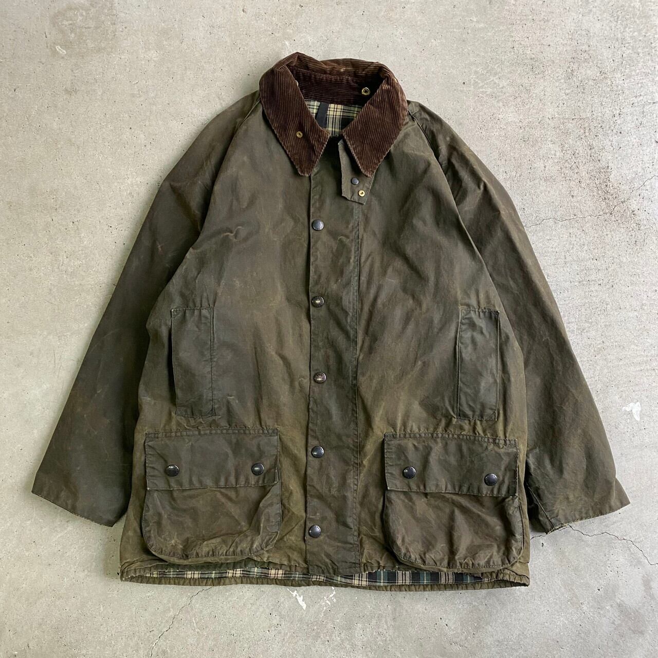 80〜90年代 ビンテージ 旧3ワラント Barbour バブアー BEAUFORT ビューフォート ワックスコットン オイルドジャケット 80s  90s ヴィンテージ 英国製 C42 メンズL相当 古着 カーキ グリーン 緑【ワークジャケット】【new22】 | cave ...