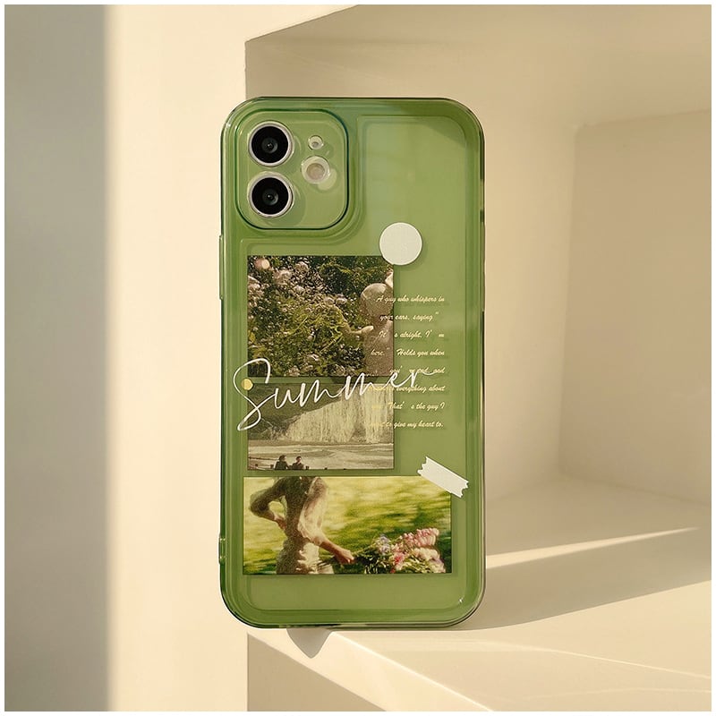 おしゃれなステッカーアート◎Summer 透明 グリーン クリアケース