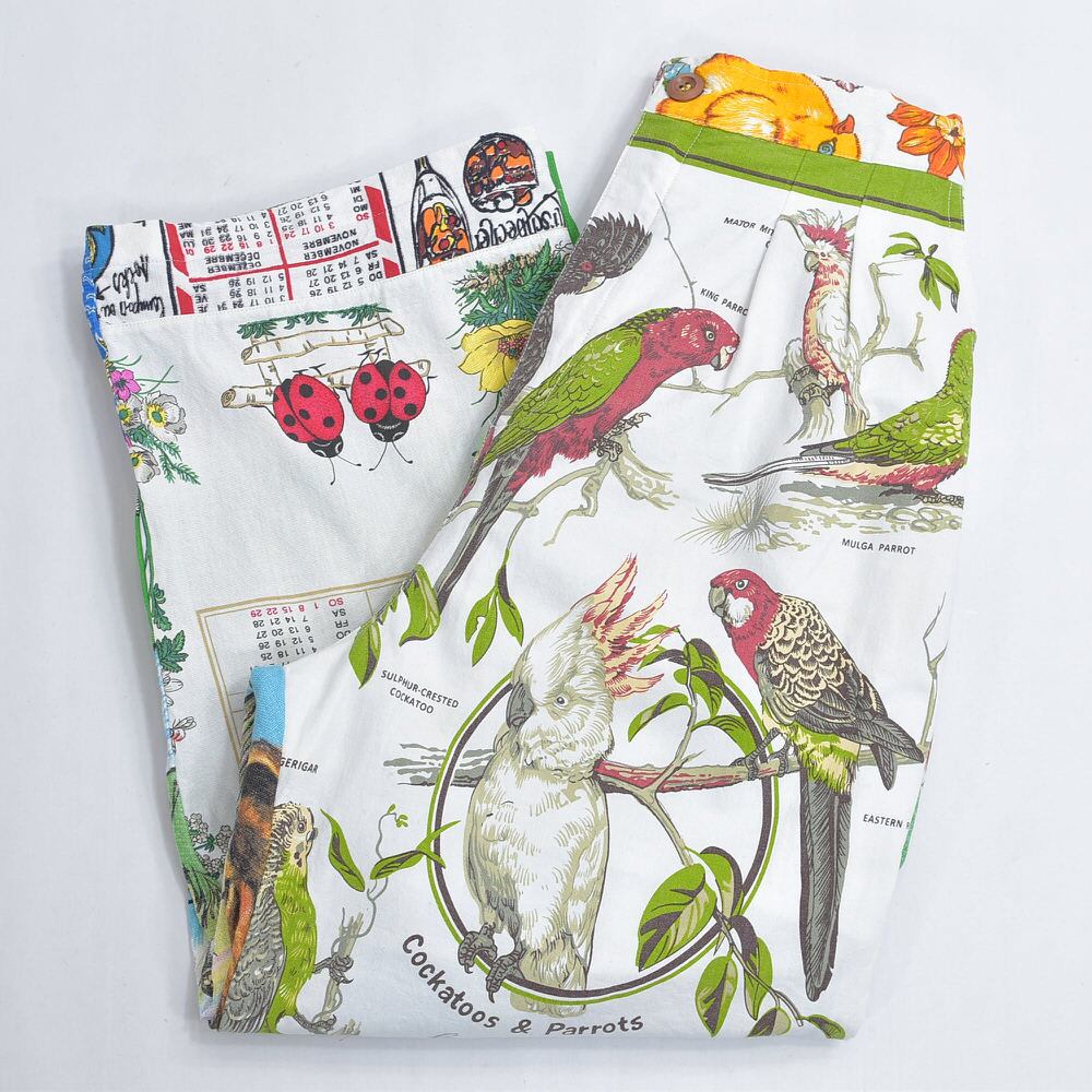 Remakeリメイク ヴィンテージ テキスタイル パッチワーク デザイン 再構築 ルーズシルエットパンツ ツギハギ イージーパンツ 古着 裏地付き レディースW71~90cm