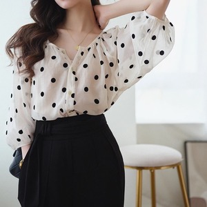 round neck polka dot shirt＜t2016＞