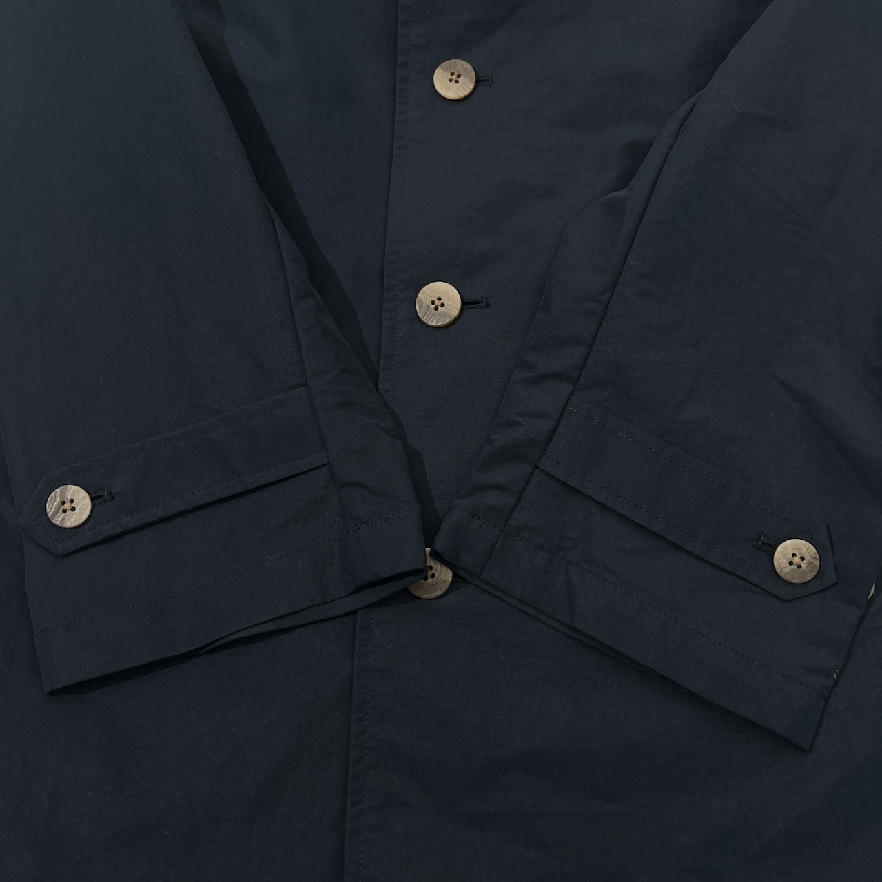 VAN JAC ヴァンヂャケット 裏ブラックウォッチ ステンカラーコート L/ネイビー/薄手