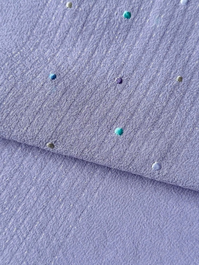 【帯揚げ】ドット刺繍　部分縦絽　半色帯揚げ　250403⑦