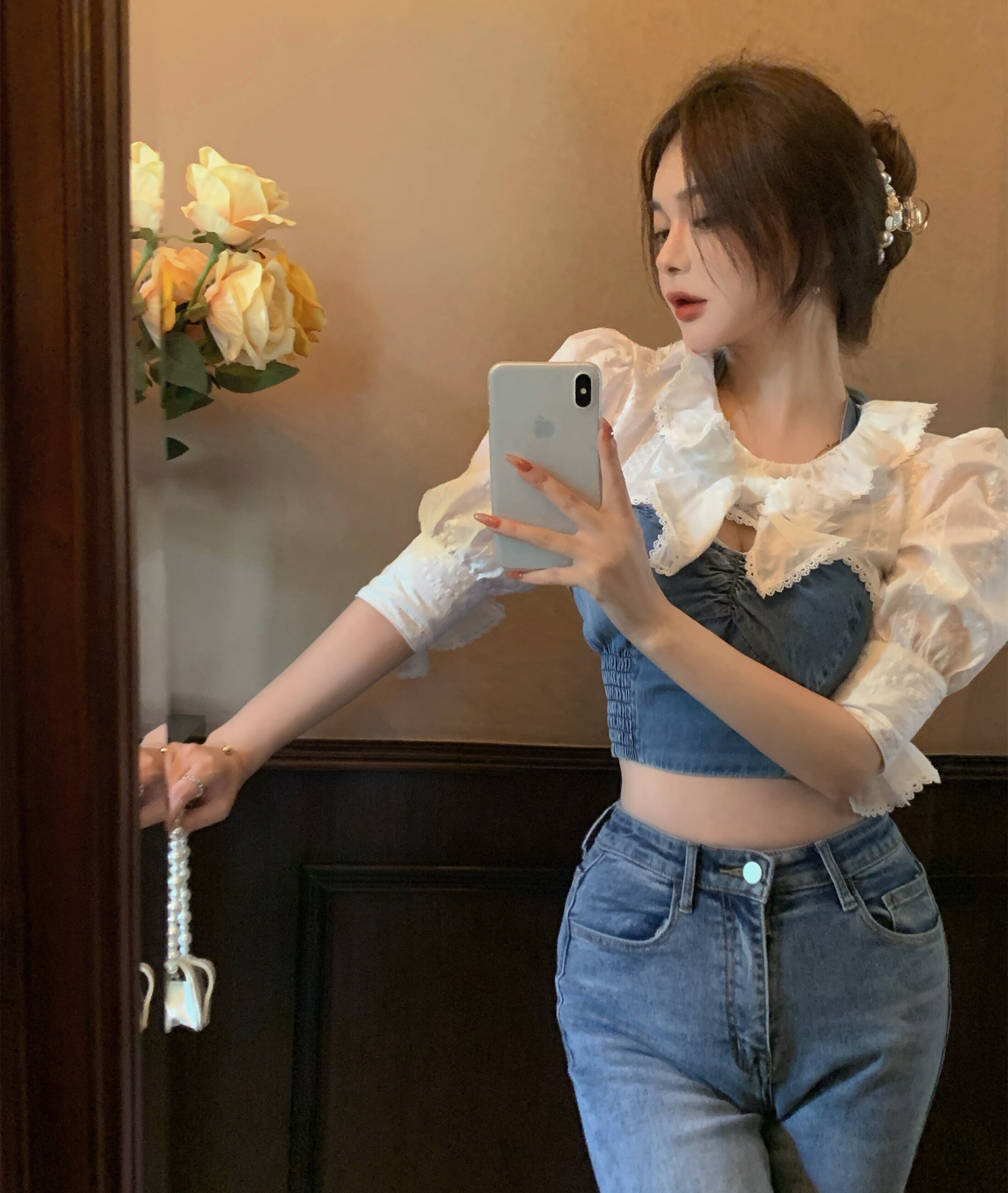 レースサマースリムバックレスショートノースリーブ 半袖 ハーフスリーブ 夏物 クレセントシティ79691215793