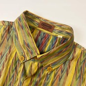 イタリア製 MISSONI ミッソーニ ストライプ 総柄 BD ボタンダウン 長袖シャツ 46/マルチ メンズ