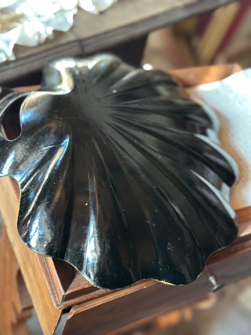 ナポレオン三世様式 パピエマシェ製 漆黒シェル型トレイ | Brocante de