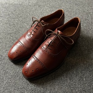 CROCKETT&JONES "CHAILMAN" SEMI-BROGUE LEATHER SHOES《7 E》