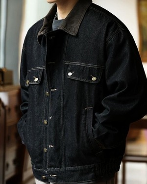 Vintage Style Denim Jacket with Patchwork Collar  K0363