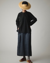 【suie】Bamboo linen skirt/バンブーリネンスリットスカート(ネイビー)