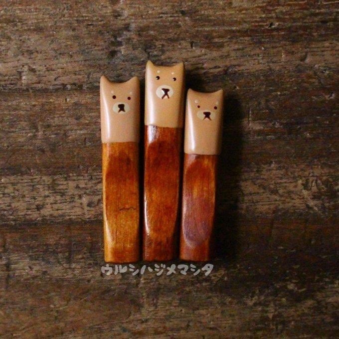 拭き漆の箸置き(犬)／URUSHI CHOPSTICK REST(DOG) | ウルシハジメマシタ