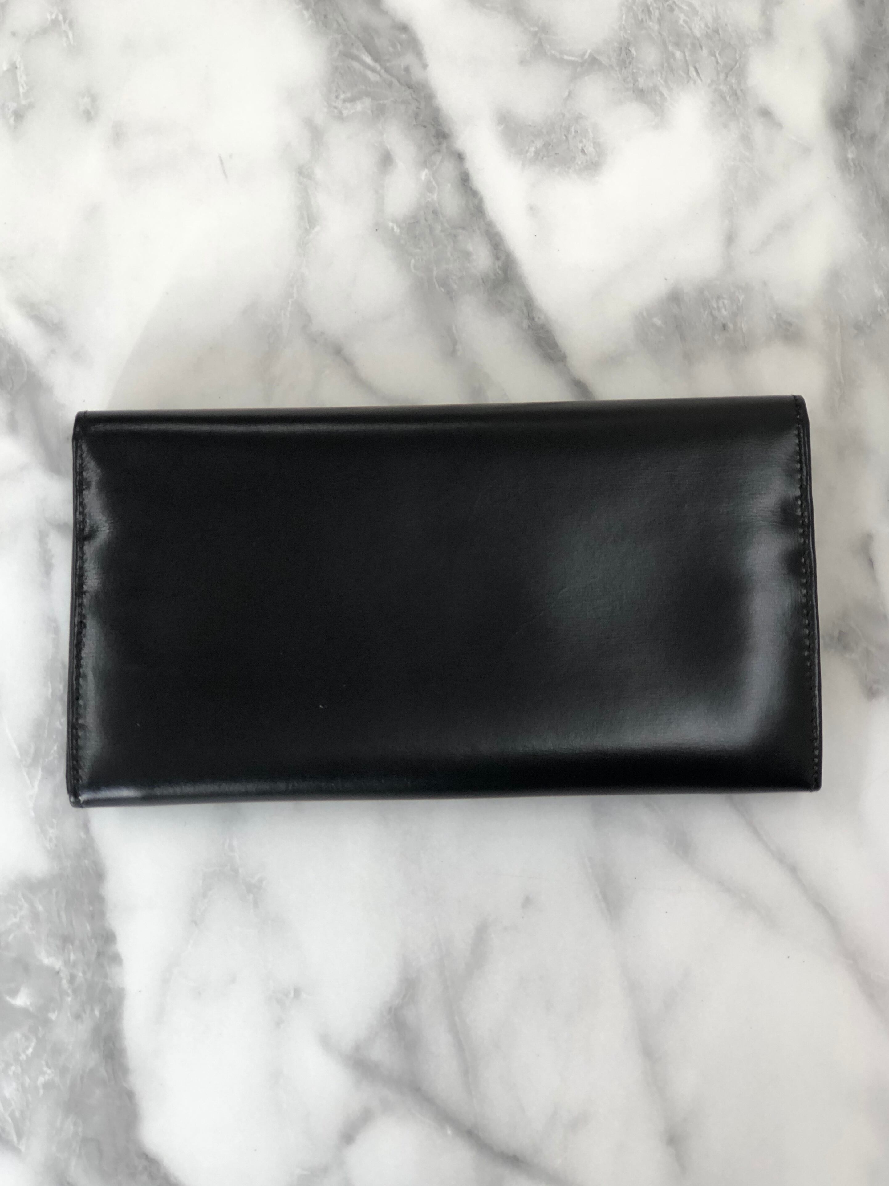 CELINE セリーヌ ガンチーニ レザー がま口 長財布 ブラック vintage