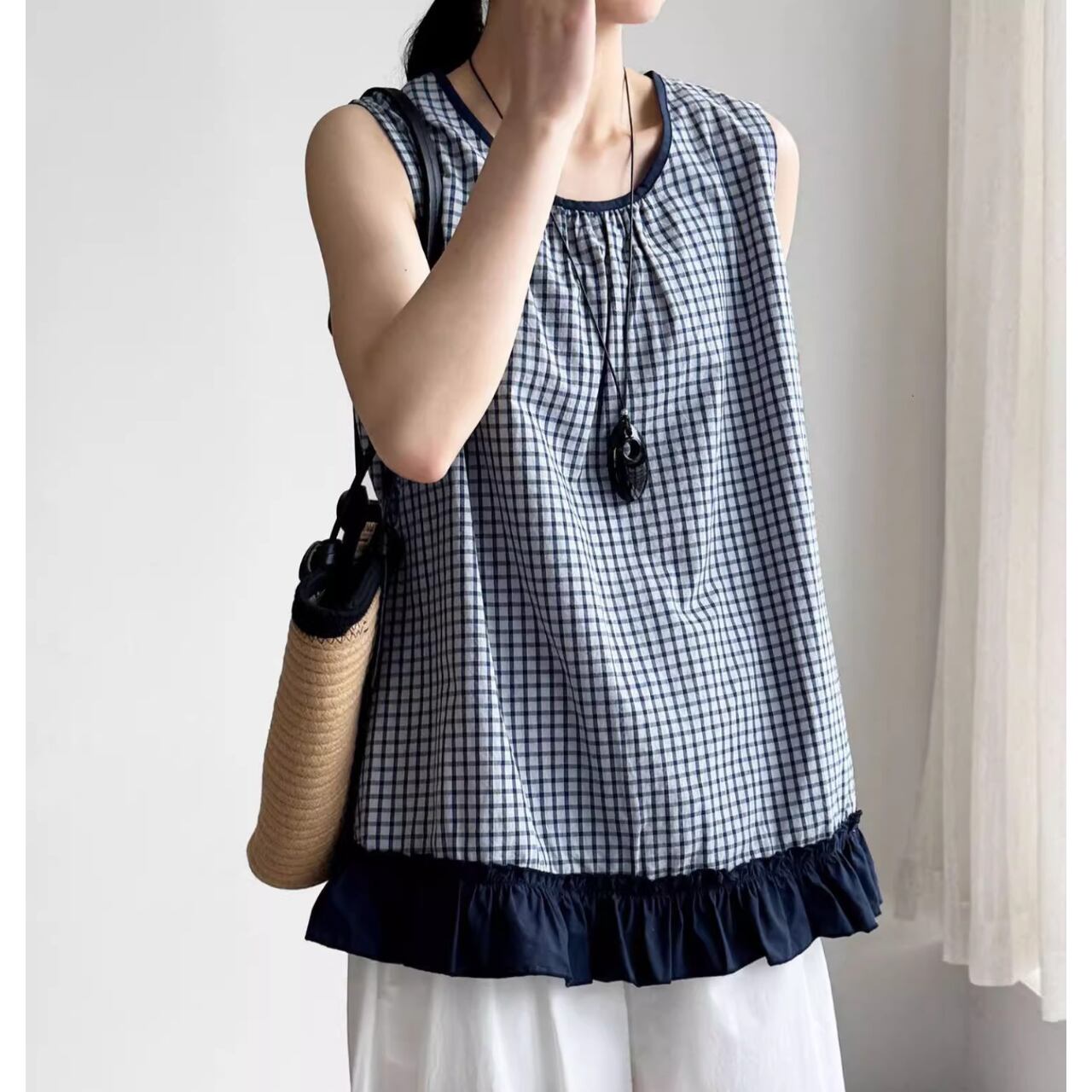 Flare hem sleeveless blouse ◇2colors 2094