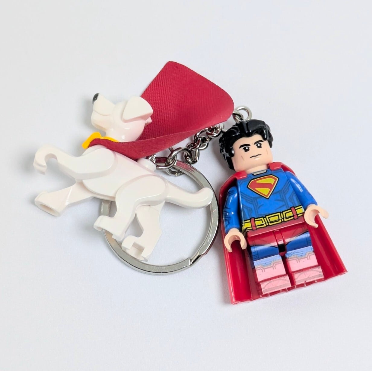 ★ブロックフィギュアキーホルダー★【 Superman 】『 スーパーマン&クリプト 』スーパーマン / スーパードッグ / DCコミックス〚アメリカン雑貨 アメトイ〛