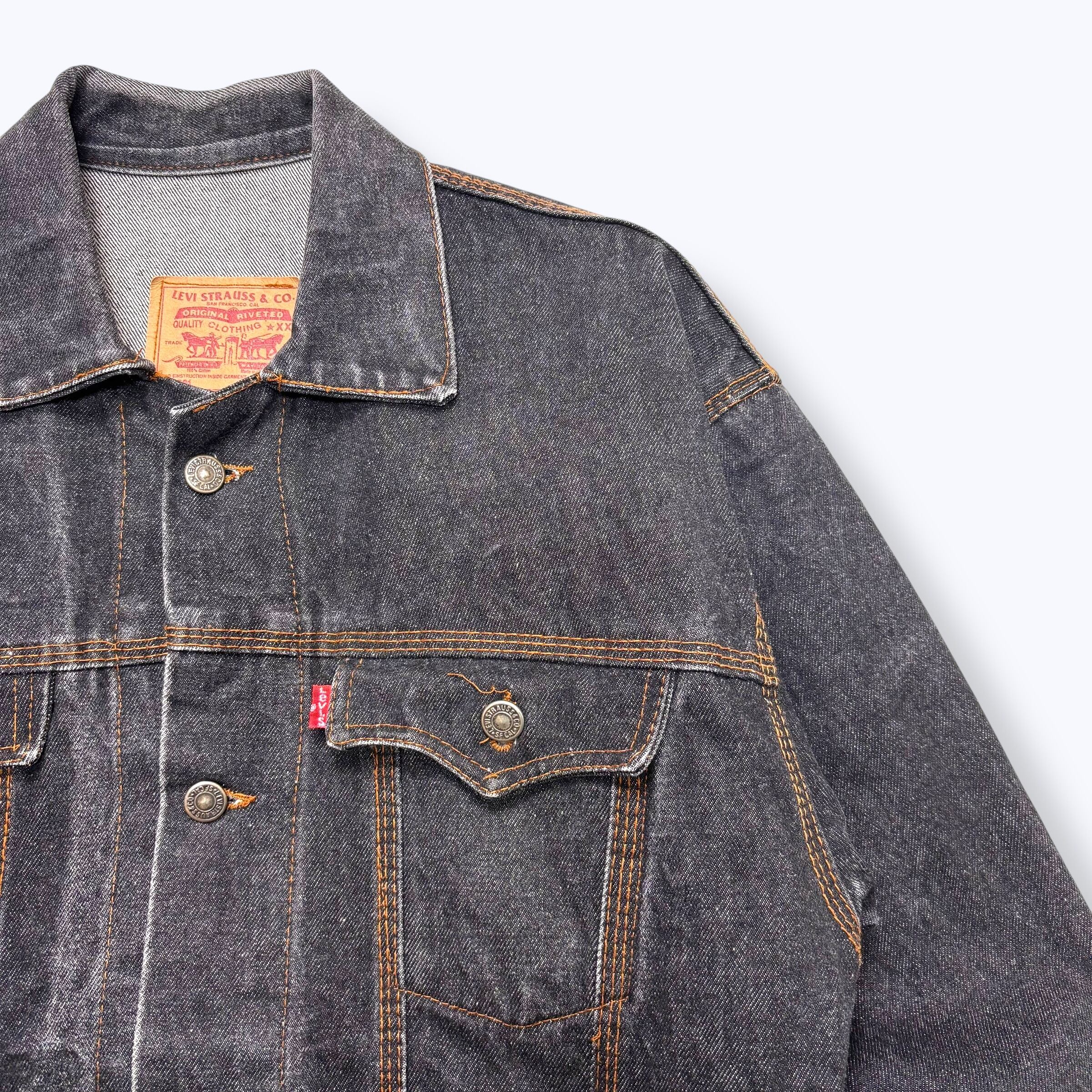 90s Levi's 70507 type Yarn Dyed Black Denim Jacket Made in USA 90