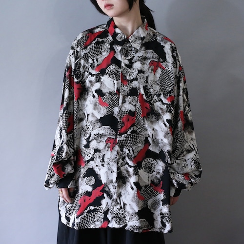 dark coloring art full pattern over silhouette shirt