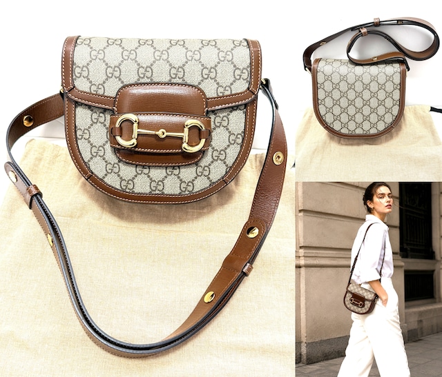GUCCI グッチ　ホースビット1955 GGスプリーム  ショルダーバッグ スモール　ラウンド　Horsebit 1955 Mini Rounded Bag