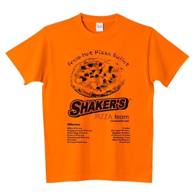 PIZZA"Shaker's" STAFF Tシャツ（厚手）5.6oz　オレンジ